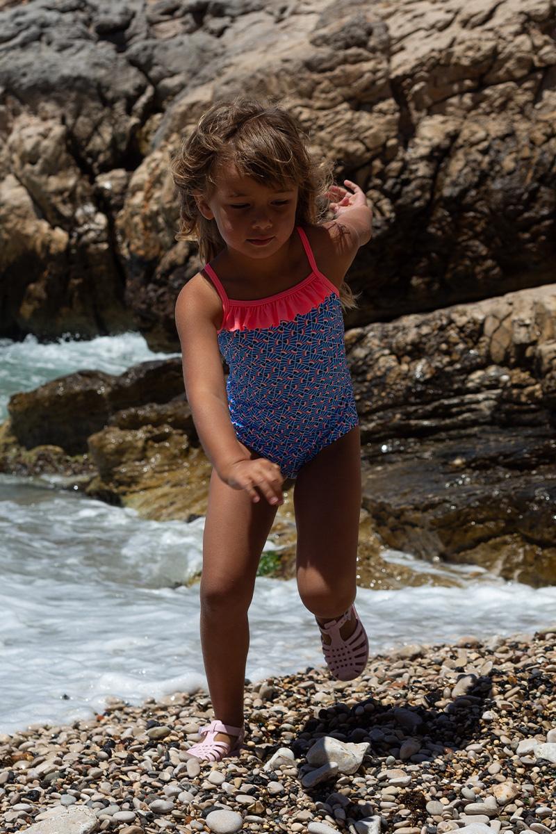 gilis Maillot de bain une pièce Java - Blue cali Le décolleté droit à volant pour petite fille