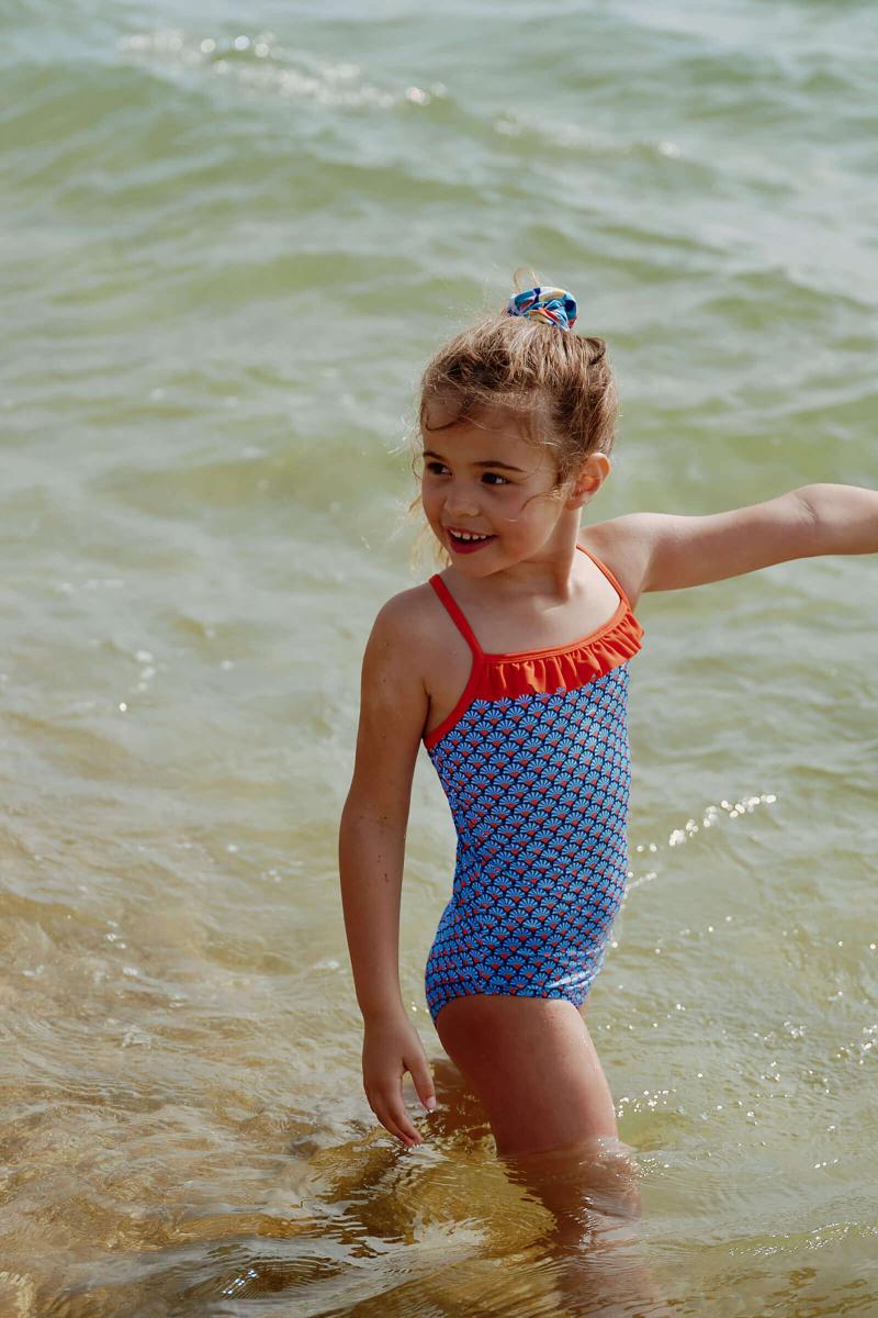 Gilis Maillot De Bain Une Pièce Java - Blue Sensu Le Décolleté Droit à Volant Pour Petite Fille