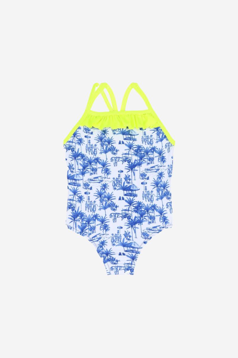 Gilis Maillot De Bain Une Pièce Java - Toile Balinaise Le Décolleté Droit à Volant Pour Petite Fille