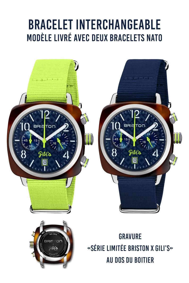 Gilis Montre Clubmaster Classic – 40mm Chronographe Date - Briston X Gili's SERIE LIMITEE