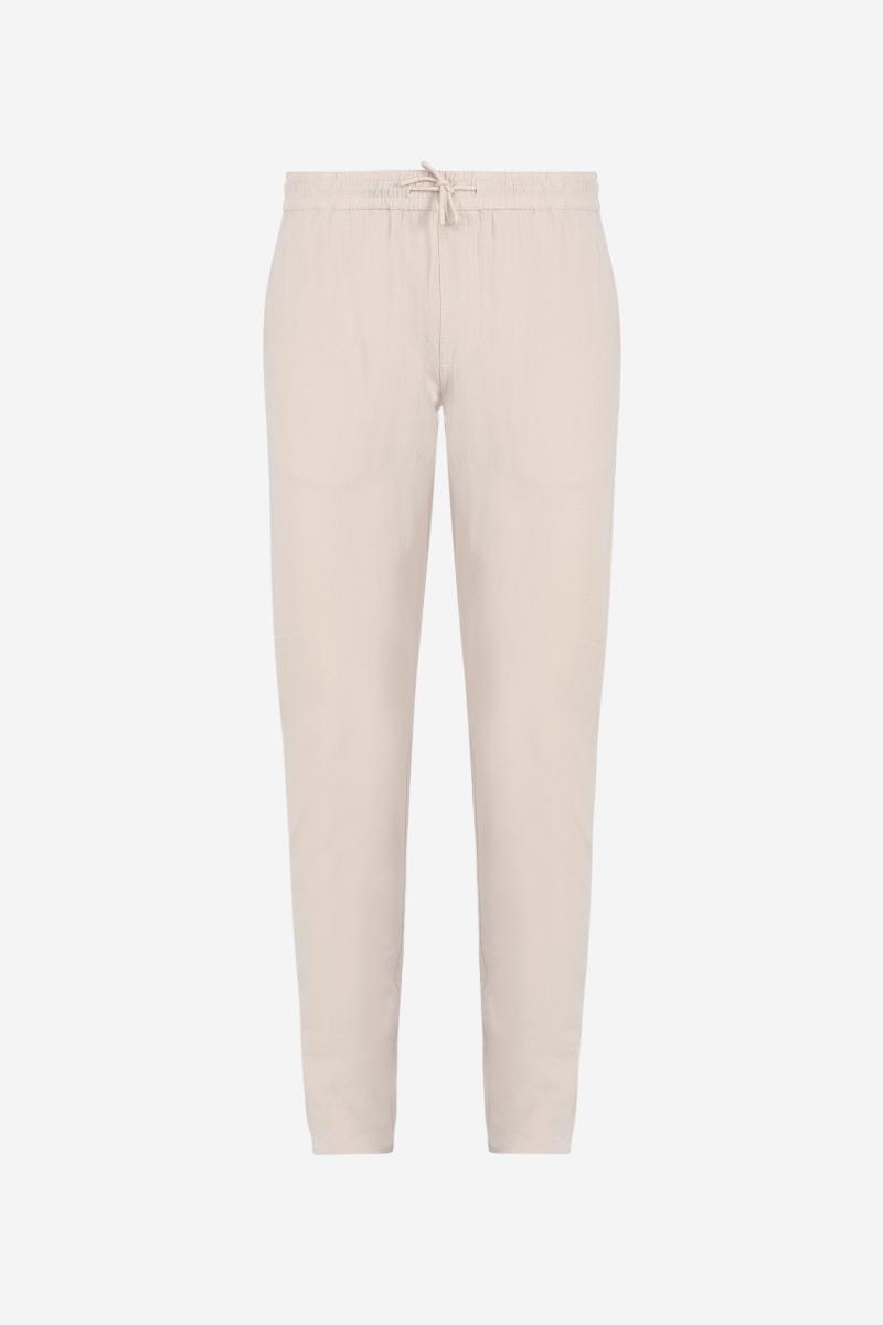 Gilis Pantalon Beige En Coton Et Lin 80% Coton Et 20% Lin