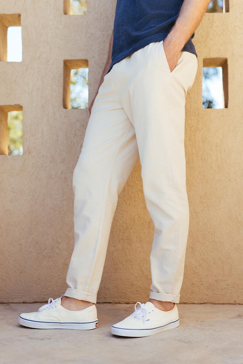 gilis Pantalon Beige en coton et lin 80% coton et 20% lin