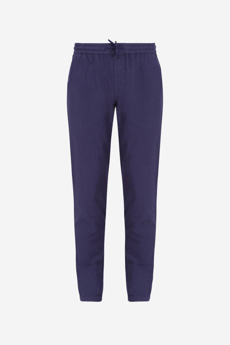Gilis Pantalon Navy En Coton Et Lin 80% Coton Et 20% Lin