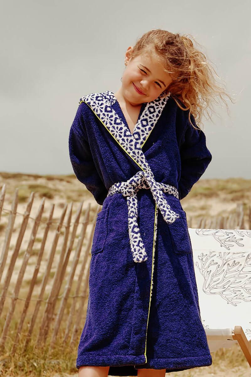 gilis Peignoir enfant en coton bouclette - Col Azulejos En coton extra moelleux