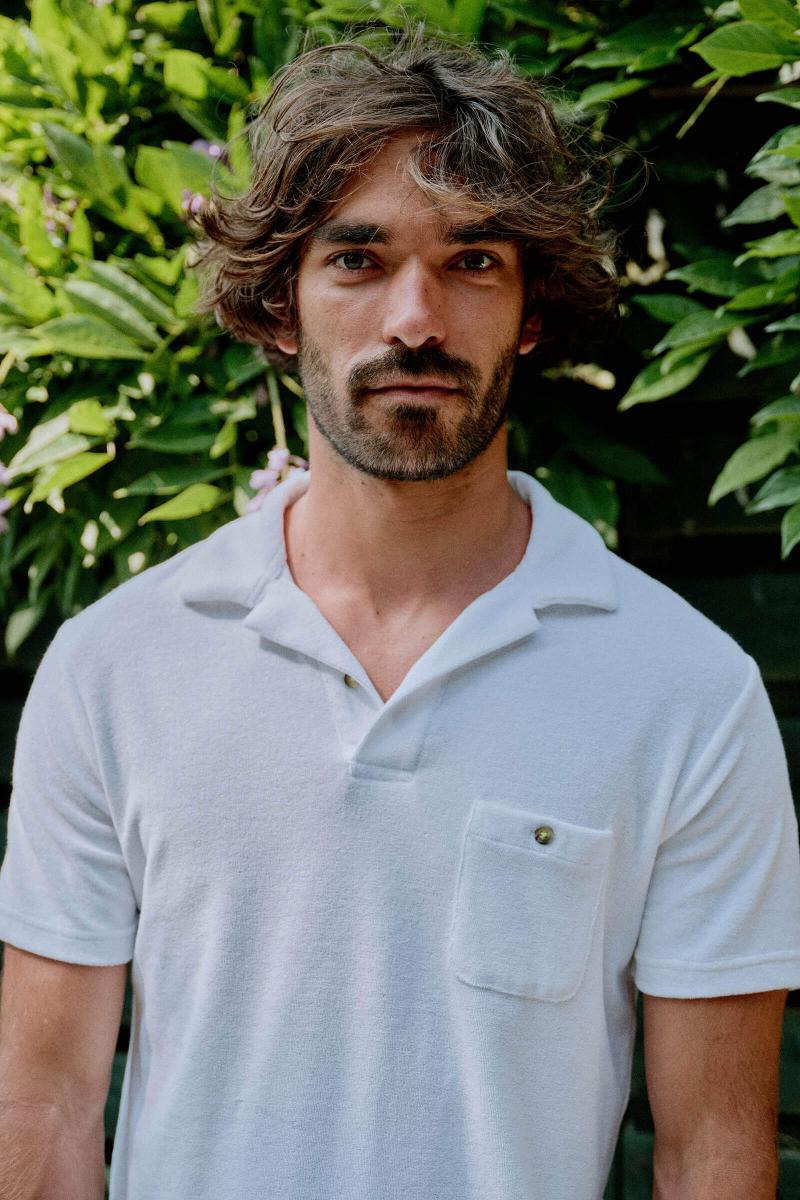 gilis Polo Blanc en éponge En coton doux et absorbant certifié OEKO-TEX