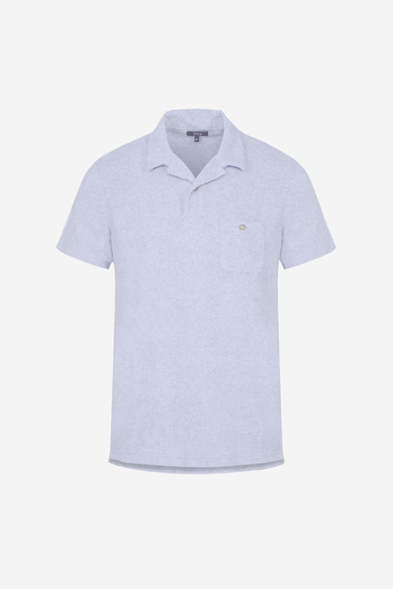 Gilis Polo Bleu Chiné En éponge En Coton Doux Et Absorbant Certifié OEKO-TEX