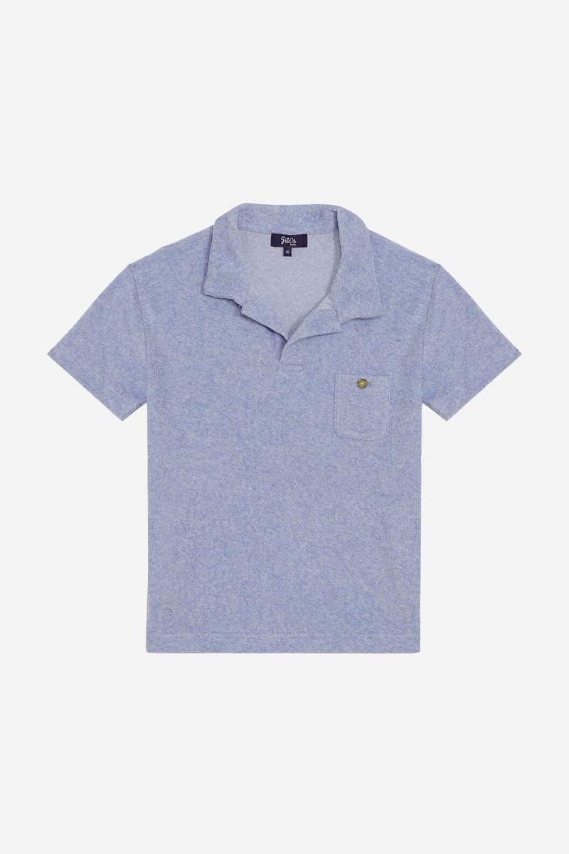 Gilis Polo Bleu Chiné En éponge En Coton Doux Et Absorbant Certifié OEKO-TEX