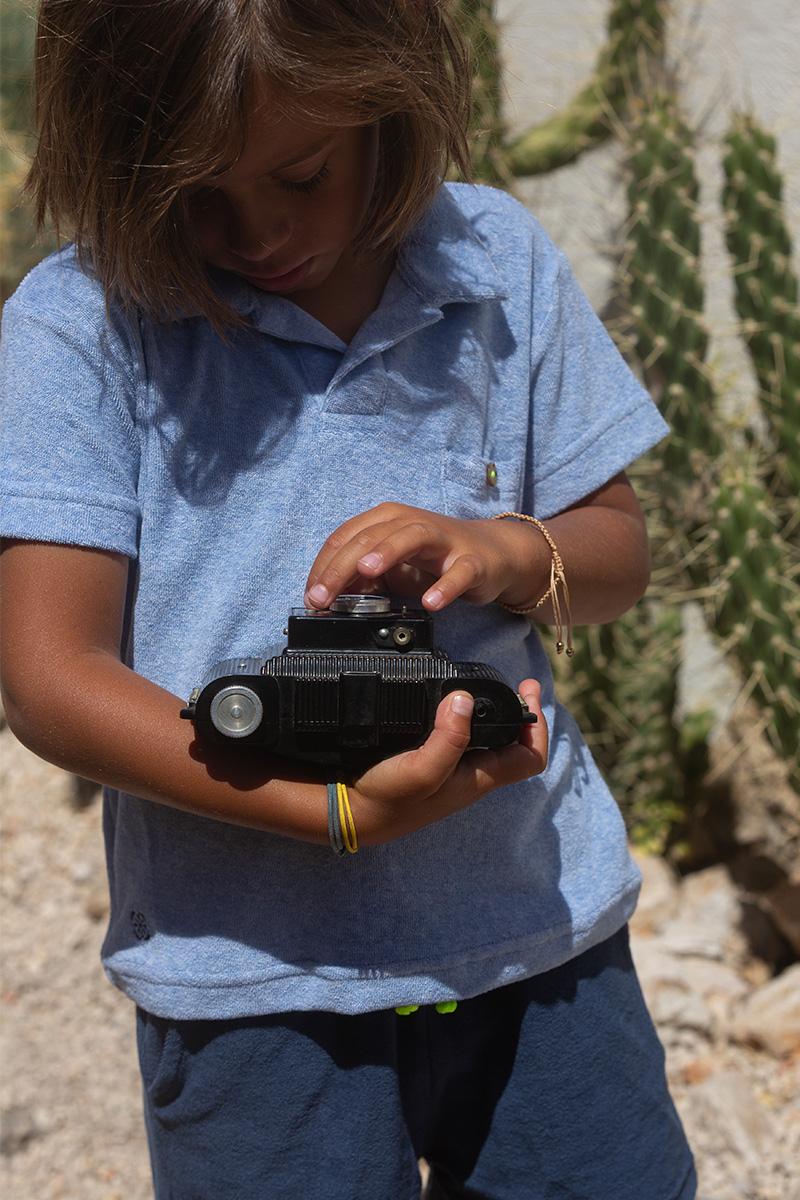 Gilis Polo Bleu Chiné En éponge En Coton Doux Et Absorbant Certifié OEKO-TEX