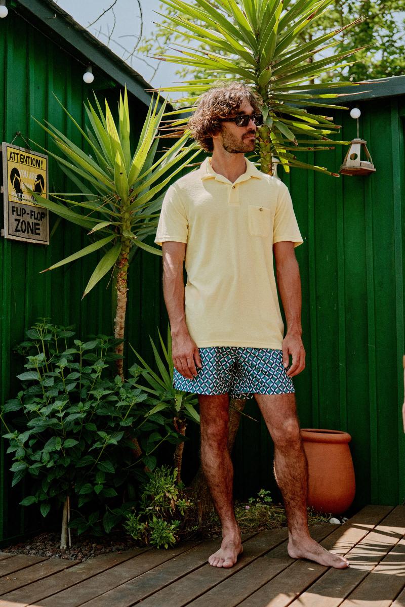 Gilis Polo Jaune Pale En éponge En Coton Doux Et Absorbant Certifié OEKO-TEX