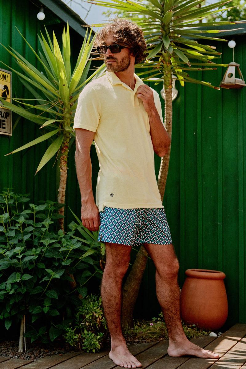 Gilis Polo Jaune Pale En éponge En Coton Doux Et Absorbant Certifié OEKO-TEX