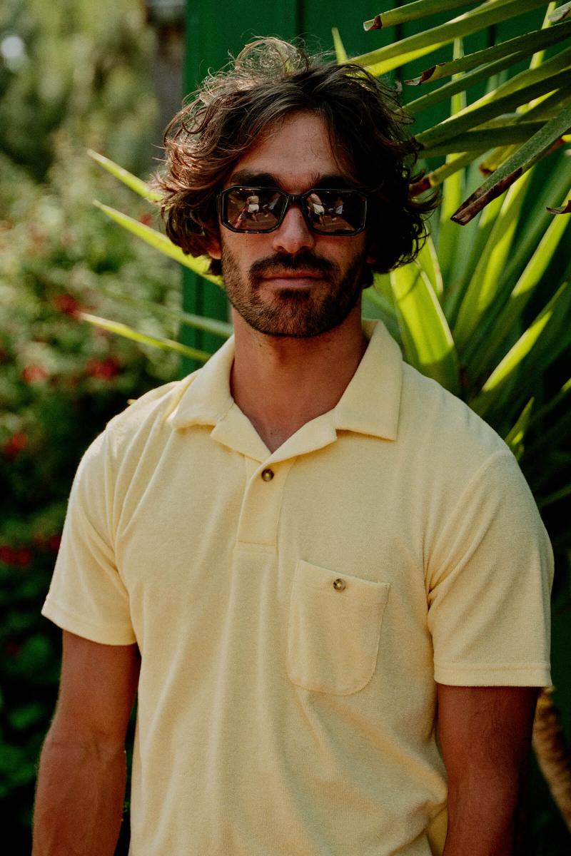 gilis Polo Jaune pale en éponge En coton doux et absorbant certifié OEKO-TEX