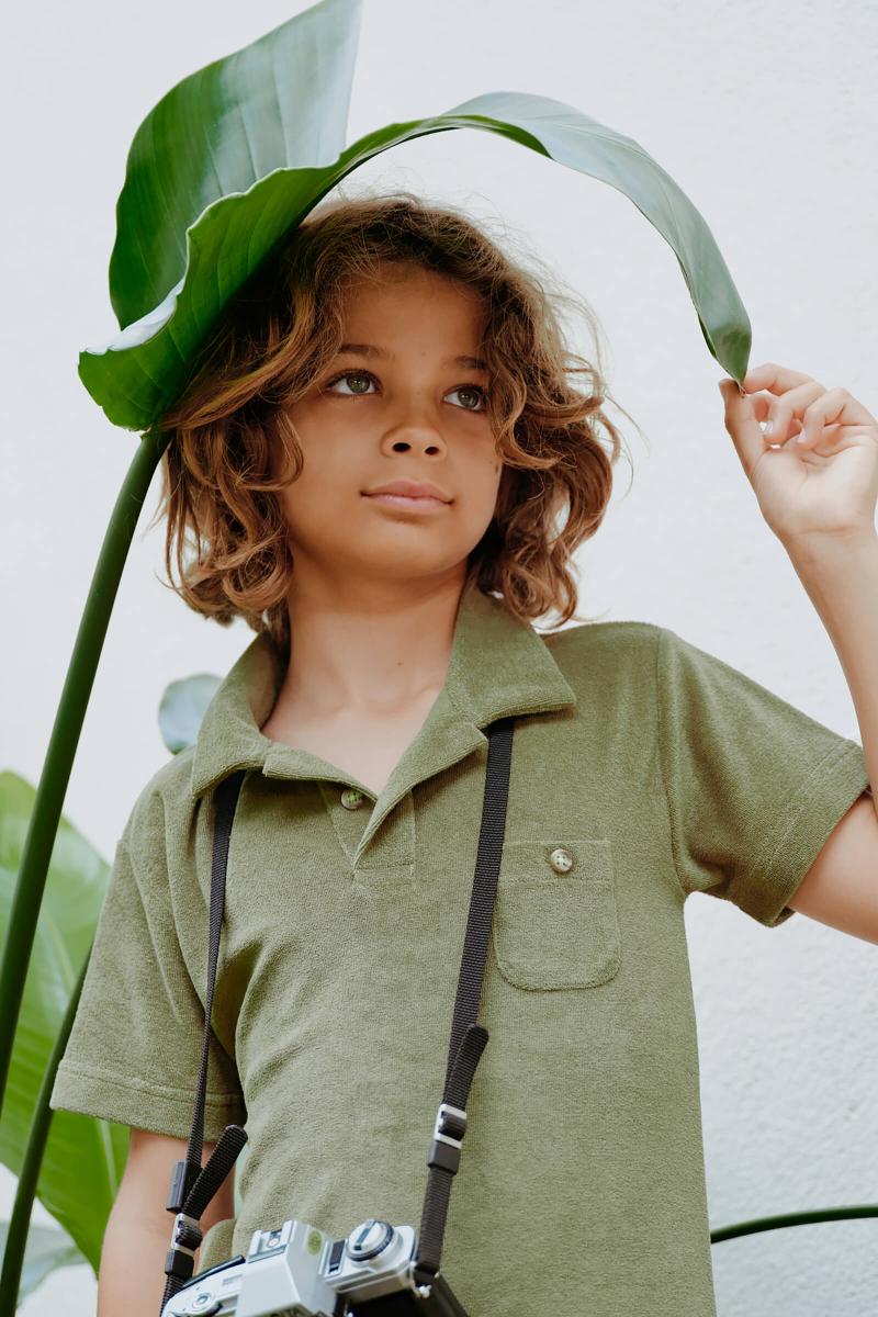 Gilis Polo Kaki En éponge En Coton Doux Et Absorbant Certifié OEKO-TEX