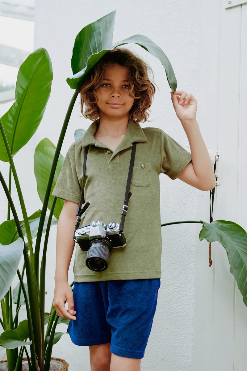 gilis Polo Kaki en éponge En coton doux et absorbant certifié OEKO-TEX