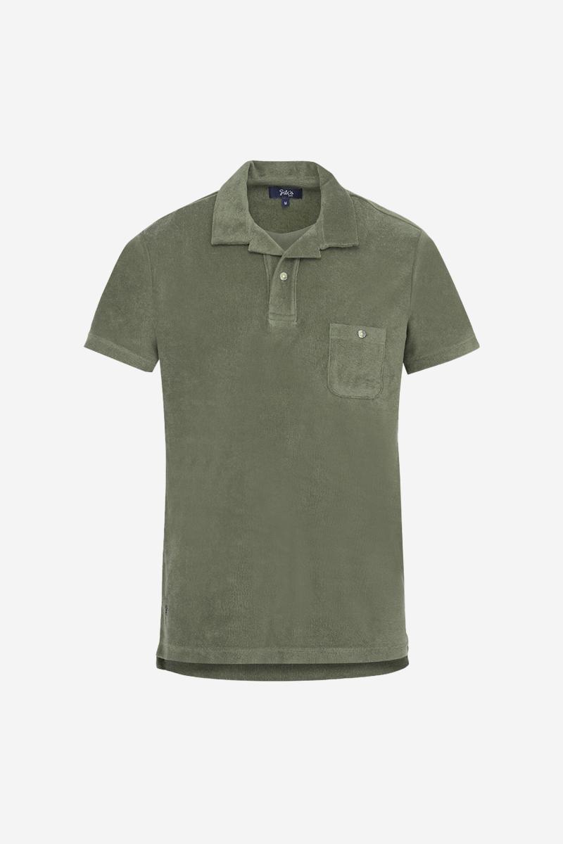 Gilis Polo Kaki Foncé En éponge En Coton Doux Et Absorbant Certifié OEKO-TEX