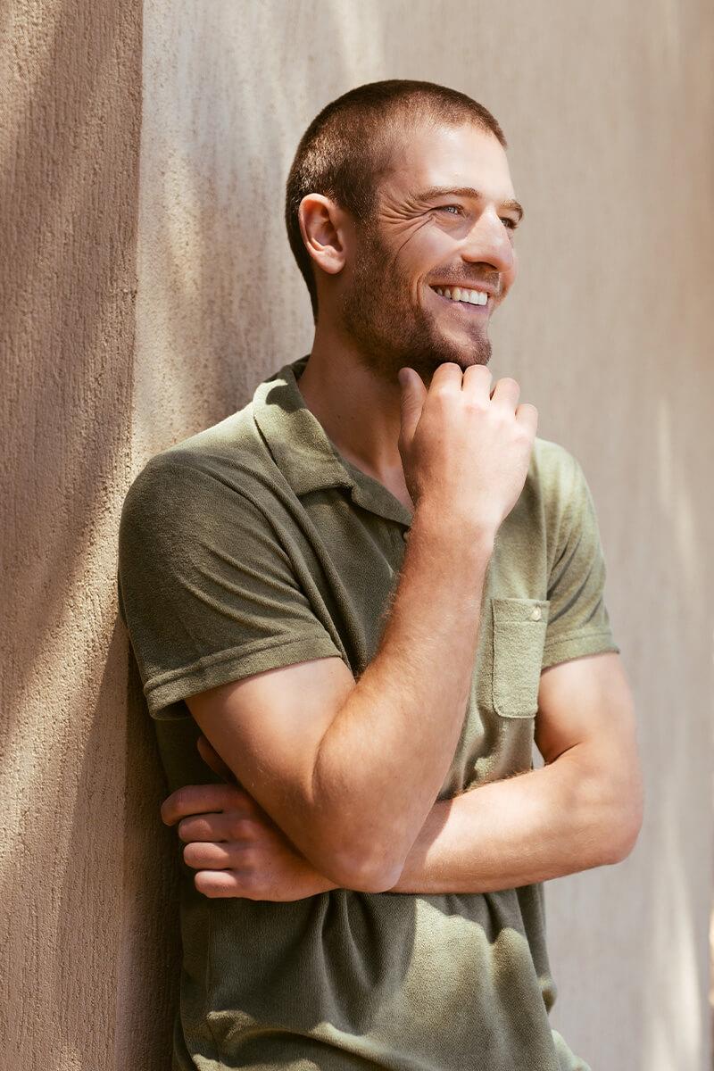 Gilis Polo Kaki Foncé En éponge En Coton Doux Et Absorbant Certifié OEKO-TEX