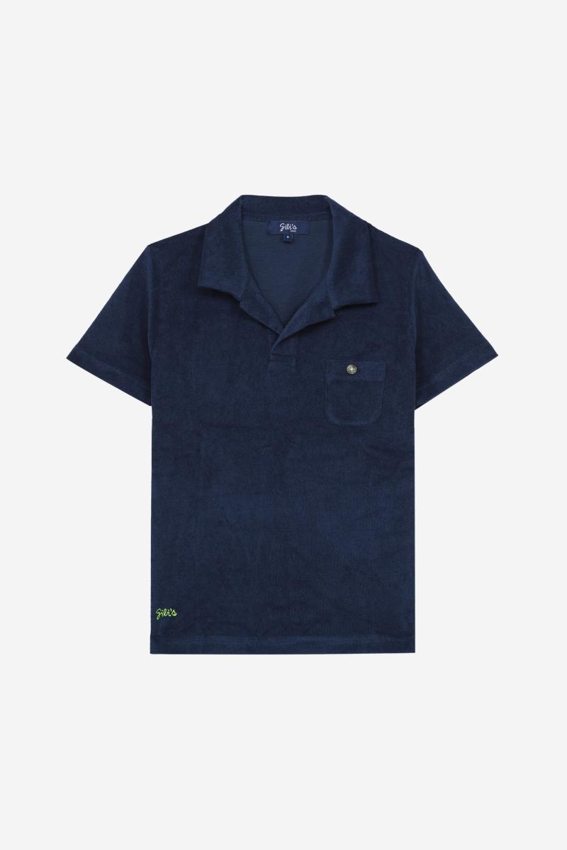 Gilis Polo Navy En éponge En Coton Doux Et Absorbant Certifié OEKO-TEX