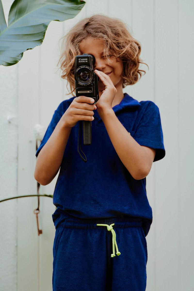 Gilis Polo Navy En éponge En Coton Doux Et Absorbant Certifié OEKO-TEX