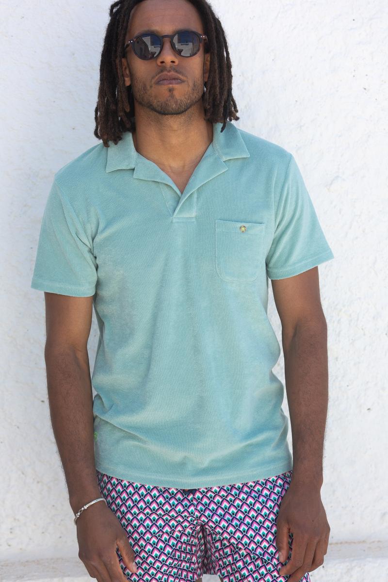 Gilis Polo Vert Amande En éponge En Coton Doux Et Absorbant Certifié OEKO-TEX