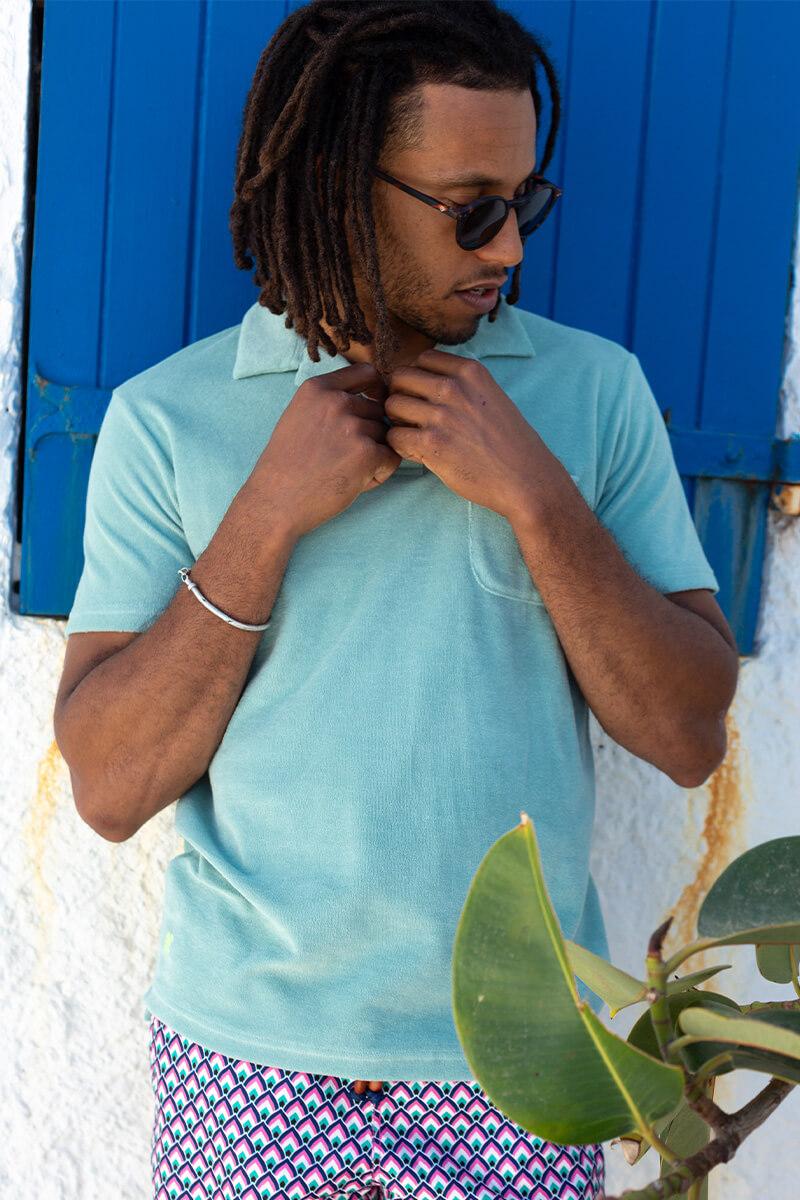 Gilis Polo Vert Amande En éponge En Coton Doux Et Absorbant Certifié OEKO-TEX