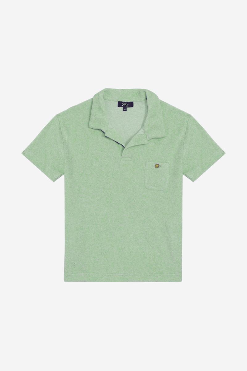 Gilis Polo Vert Amande En éponge En Coton Doux Et Absorbant Certifié OEKO-TEX