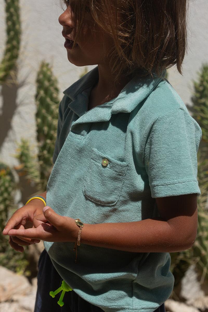 Gilis Polo Vert Amande En éponge En Coton Doux Et Absorbant Certifié OEKO-TEX