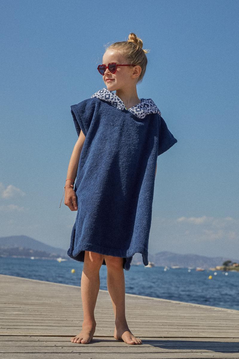 gilis Poncho Navy Azulejos - Enfant En coton extra moelleux
