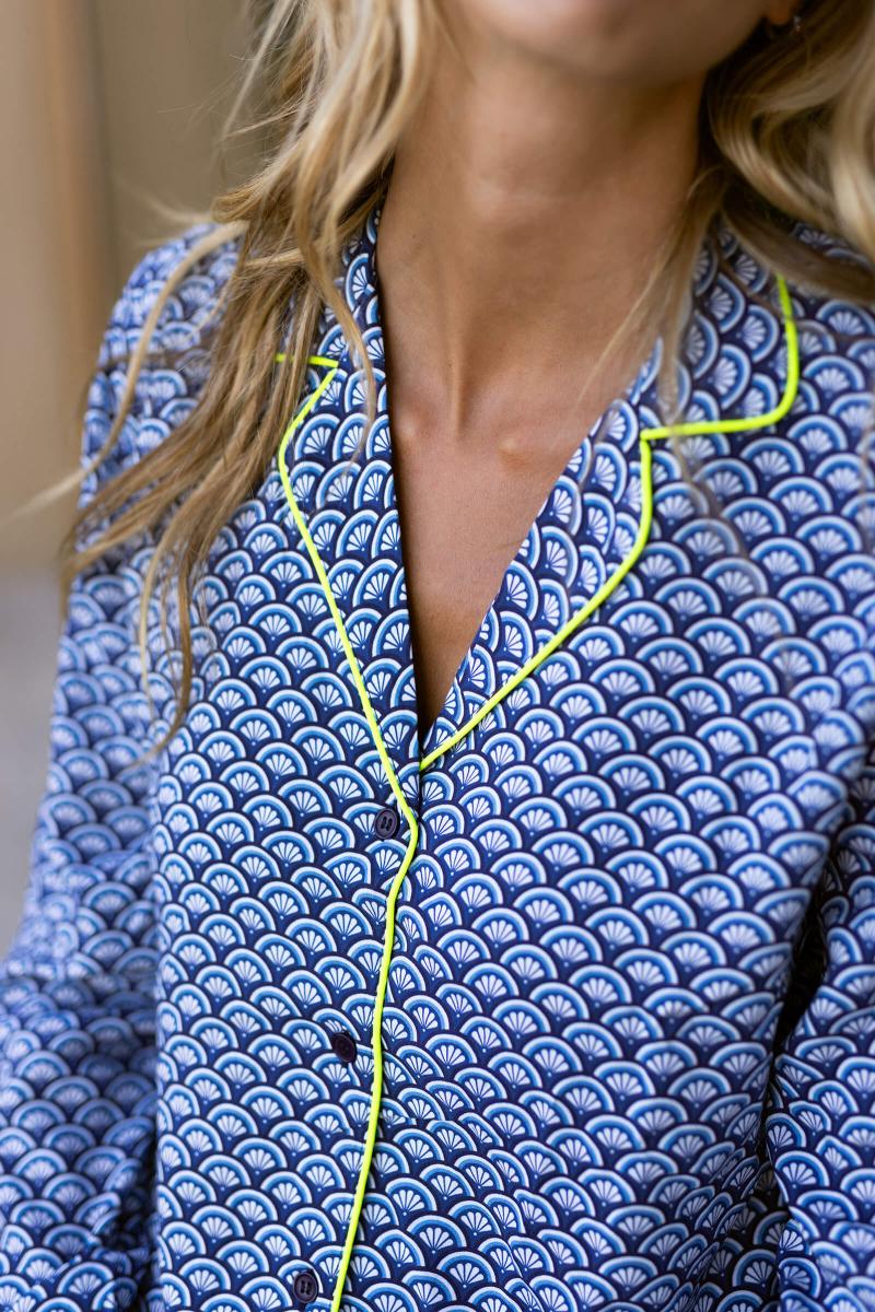 Gilis Pyjama Blue Kyoto 100% Viscose Douce Et Légère