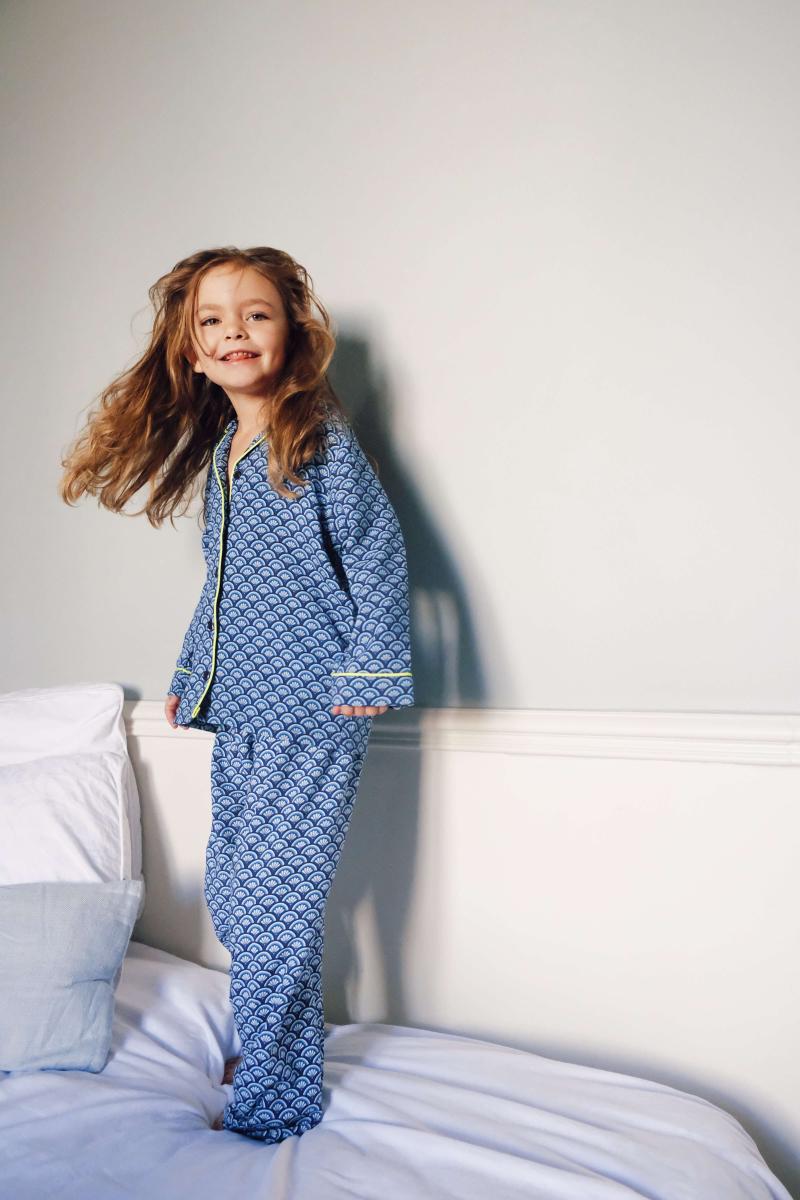 Gilis Pyjama Enfant - Blue Kyoto 100% Viscose Douce Et Légère