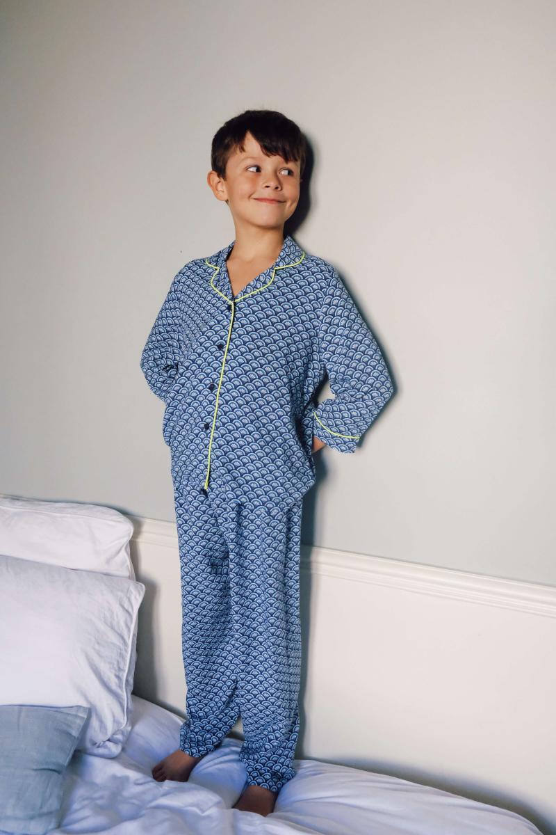 gilis Pyjama Enfant - Blue Kyoto 100% viscose douce et légère