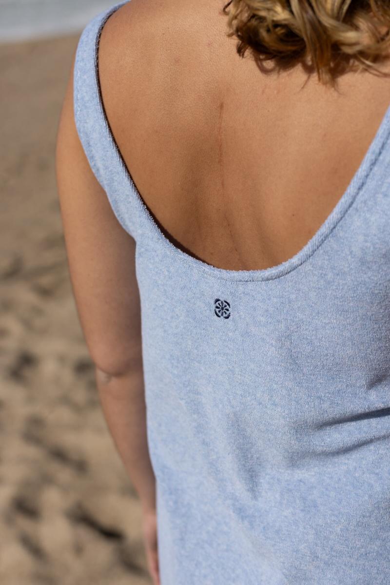 Gilis Robe Bleu Chiné En éponge En Coton Doux Et Absorbant Certifié OEKO-TEX