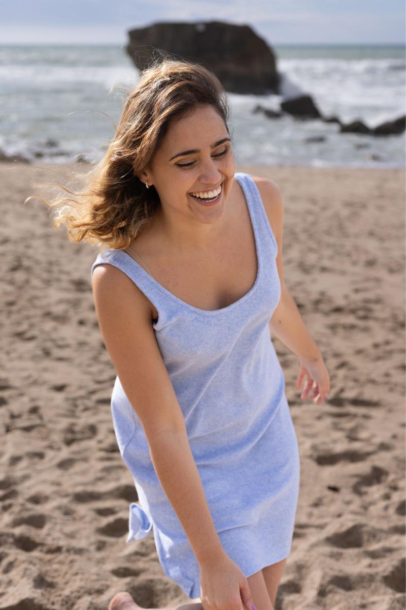 gilis Robe Bleu Chiné en éponge En coton doux et absorbant certifié OEKO-TEX