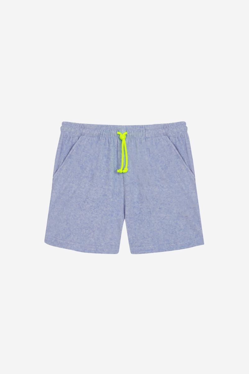 Gilis Short Bleu Chiné En éponge En Coton Doux Et Absorbant Certifié OEKO-TEX