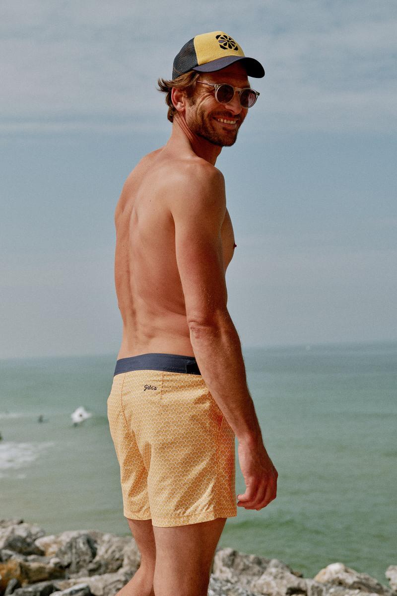 Gilis Short De Bain Air - Lemon Nagoya L' élégant à Ceinture Plate Boutonnée