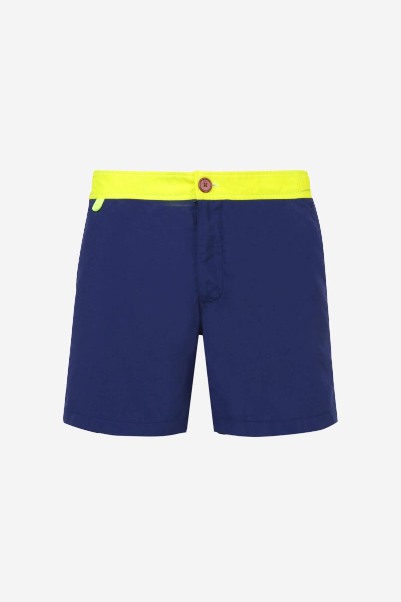 Gilis Short De Bain Air - Sunny Navy L' élégant à Ceinture Plate Boutonnée