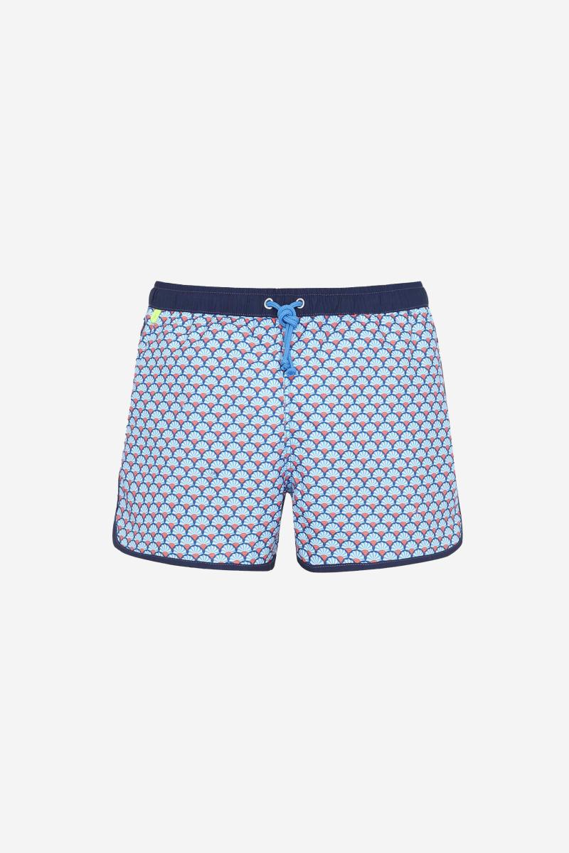 Gilis Short De Bain Court Komodo - Blue Sensu Le Rétro Et Sportif à Ceinture élastiquée