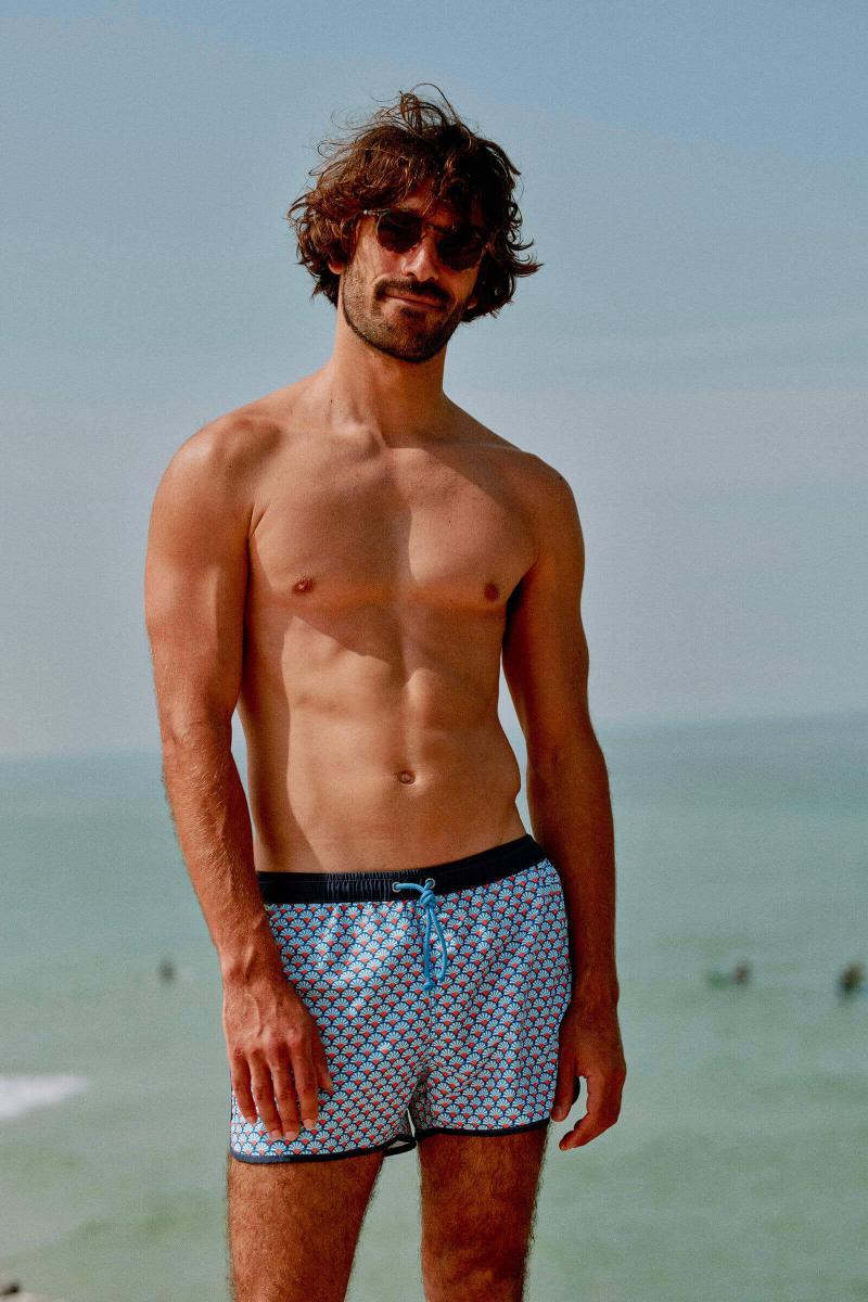 gilis Short de bain court Komodo - Blue Sensu Le rétro et sportif à ceinture élastiquée
