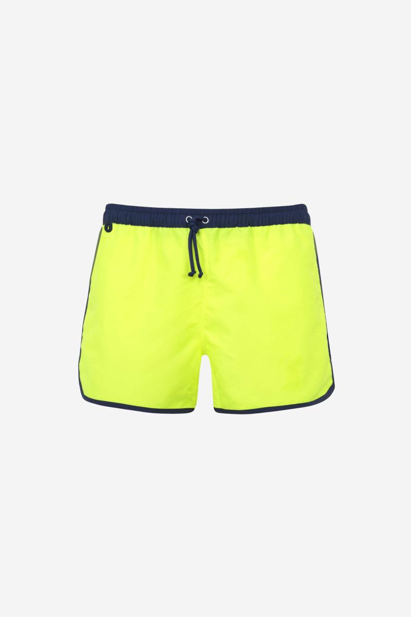 Gilis Short De Bain Court Komodo - Jaune Fluo Le Rétro Et Sportif à Ceinture élastiquée