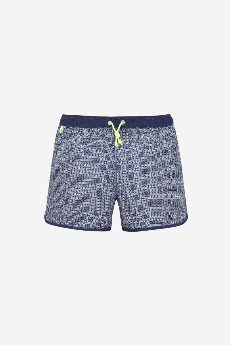 Gilis Short De Bain Court Komodo - Navy Azulejos Le Rétro Et Sportif à Ceinture élastiquée