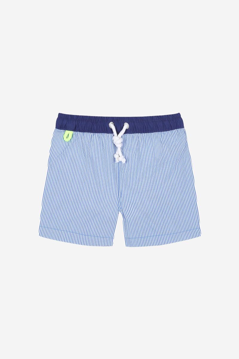 Gilis Short De Bain Meno - Blue Seersucker Ceinture élastiquée