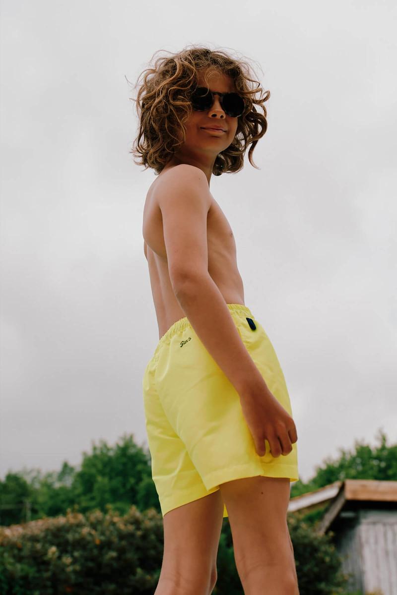 gilis Short de bain Meno - Jaune Fluo Ceinture élastiquée