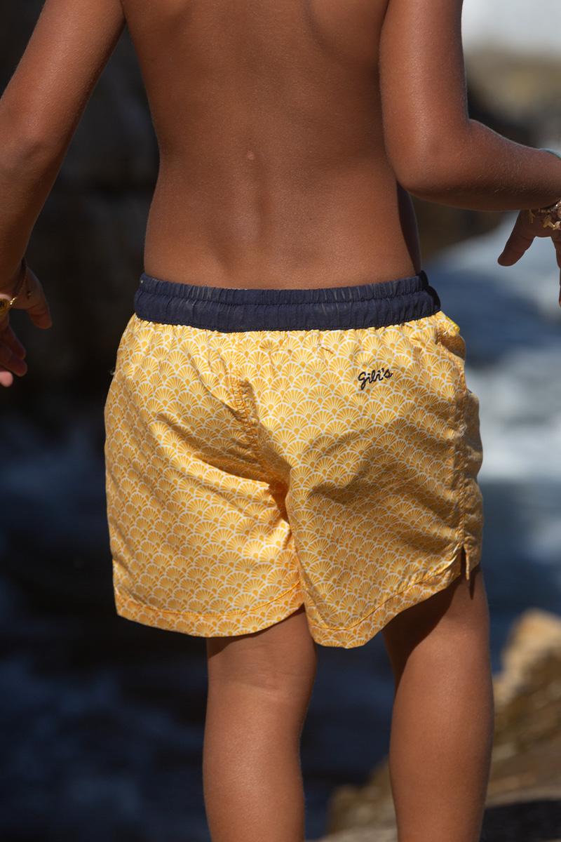 Gilis Short De Bain Meno - Lemon Nagoya Ceinture élastiquée