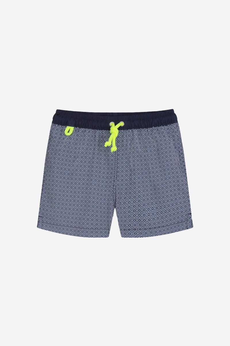 Gilis Short De Bain Meno - Navy Azulejos Ceinture élastiquée