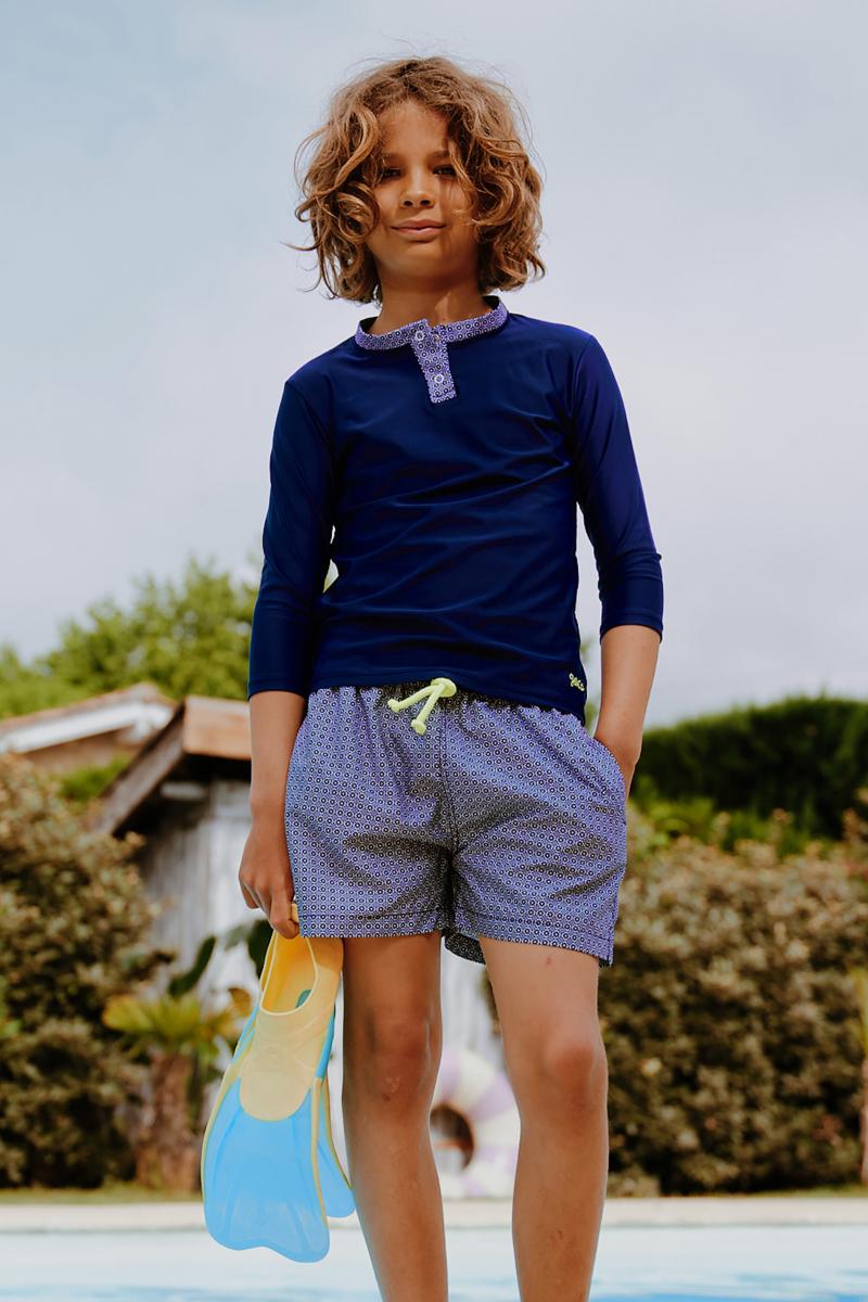 gilis Short de bain Meno - Navy Azulejos Ceinture élastiquée