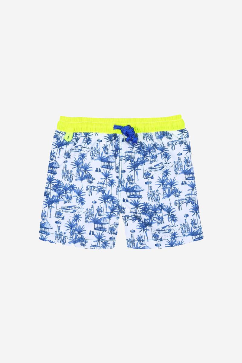 Gilis Short De Bain Meno - Toile Balinaise Ceinture élastiquée