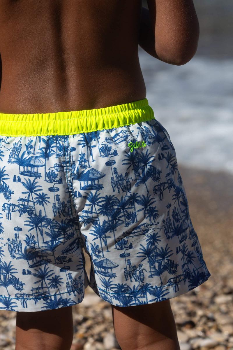 Gilis Short De Bain Meno - Toile Balinaise Ceinture élastiquée