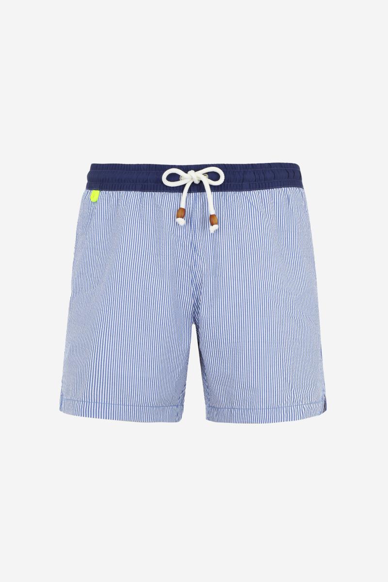 Gilis Short De Bain Trawangan - Blue Seersucker L' Iconique à Ceinture élastique