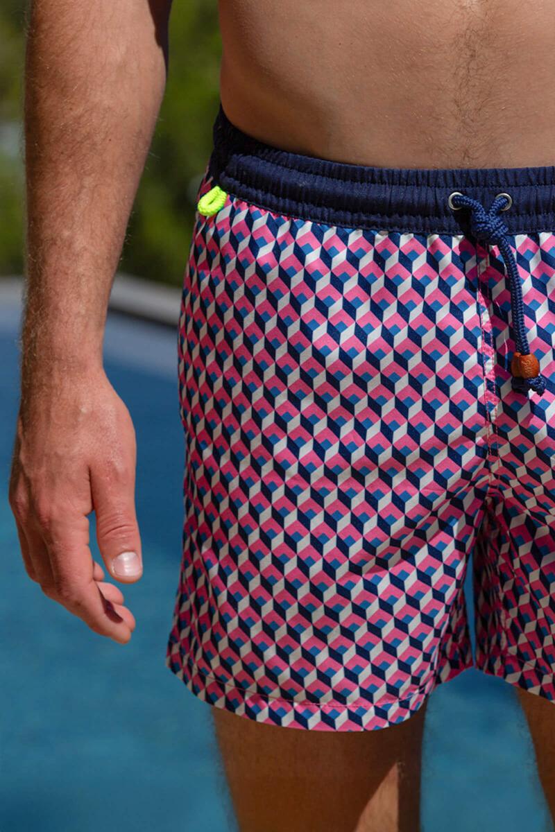 gilis Short de bain Trawangan - Candy Rubik L' iconique à ceinture élastique