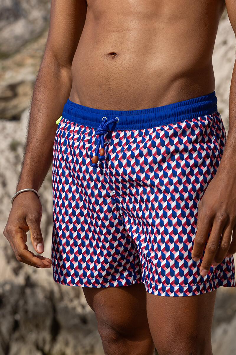 Gilis Short De Bain Trawangan - Cherry Rubik L' Iconique à Ceinture élastique