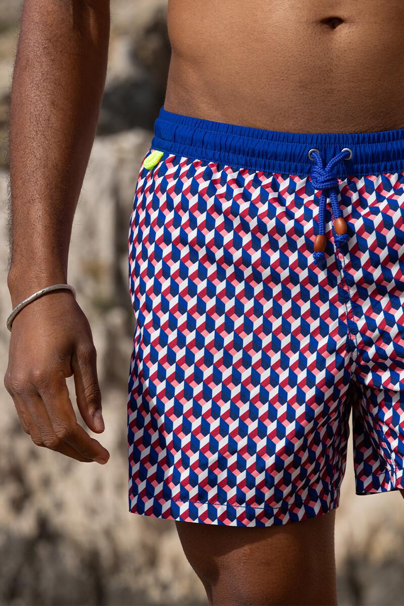 gilis Short de bain Trawangan - Cherry Rubik L' iconique à ceinture élastique