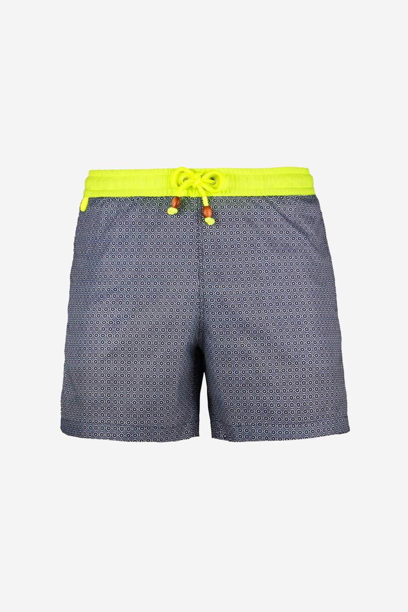 Gilis Short De Bain Trawangan Light - Navy Azulejos Le Déperlant à Ceinture élastique